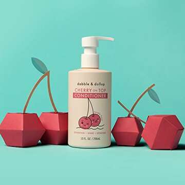 Dabble & Dollop Cherry on Top Conditioner - Natural Shine & Detangler for Kids, 100% USA-made, Paraben & Sulfate Free, Vegan, Gluten-free, Tear-Free (10oz)