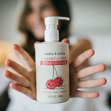 Dabble & Dollop Cherry on Top Conditioner - Natural Shine & Detangler for Kids, 100% USA-made, Paraben & Sulfate Free, Vegan, Gluten-free, Tear-Free (10oz)