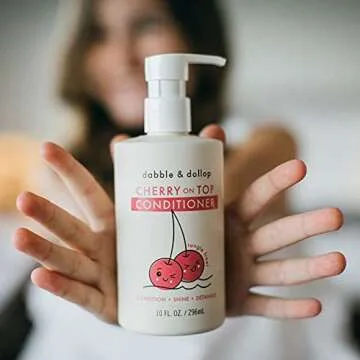 Dabble & Dollop Cherry on Top Conditioner - Natural Shine & Detangler for Kids, 100% USA-made, Paraben & Sulfate Free, Vegan, Gluten-free, Tear-Free (10oz)