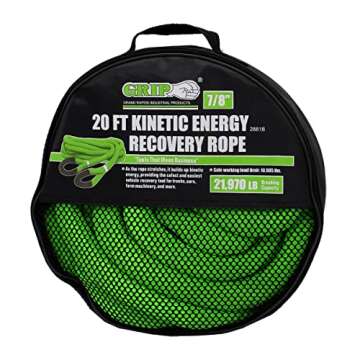 Grip 20 ft x 7/8 in Kinetic Energy Recovery Rope - Mesh Storage Bag - Breaking Capacity: 21,970 lbs ...
