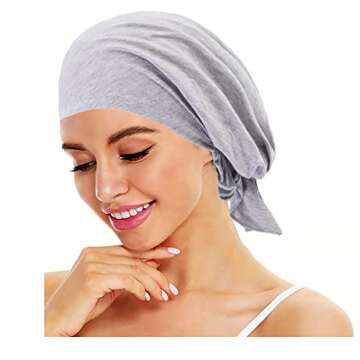 2 Pack Pre Tied Chemo Head Scarf, Beanie Skull Cover Cap for Headwraps Headwear Bandana for Hair Los...