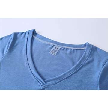 HONG HUI Women's Capri Pajama Sets Plus Size Sleepwear Top with Capri Pants 2 Piece Sleep Set Blue