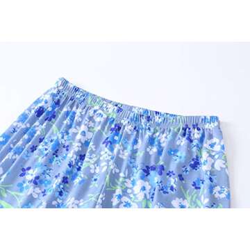 HONG HUI Women's Capri Pajama Sets Plus Size Sleepwear Top with Capri Pants 2 Piece Sleep Set Blue