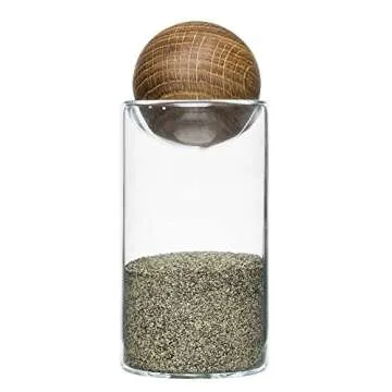 Sagaform Nature Collection Salt and Pepper Glass Salt & Pepper Shakers with Oak Stopper 4 1/2-Inch, Set of 2, Clear
