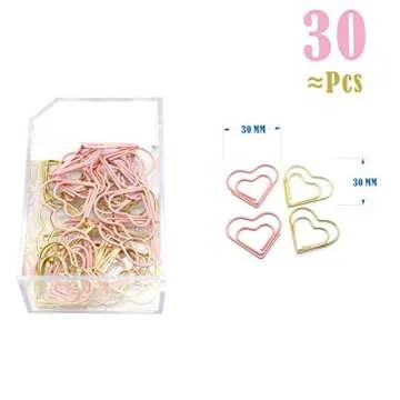 Gold Pink Binder Clips and Paper Clips Set (3-in-1 Boxed), for Office School Supplies Teachers Classroom Daily use