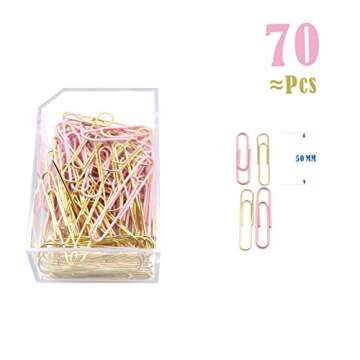Gold Pink Binder Clips and Paper Clips Set (3-in-1 Boxed), for Office School Supplies Teachers Classroom Daily use