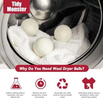 Natural Wool Dryer Balls - Reusable XL Size Eco-friendly Fabric Softener