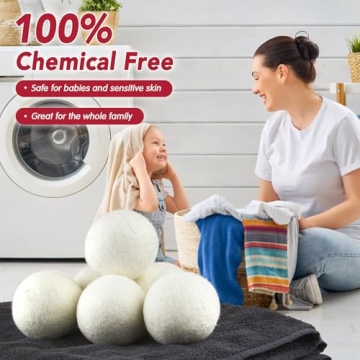 Natural Wool Dryer Balls - Reusable XL Size Eco-friendly Fabric Softener