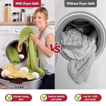 Natural Wool Dryer Balls - Reusable XL Size Eco-friendly Fabric Softener