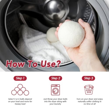 Natural Wool Dryer Balls - Reusable XL Size Eco-friendly Fabric Softener