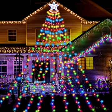 350 LED Christmas Decorations Star Light Outdoor 12.5FT Waterproof Christmas Lights for Yard Garden ...