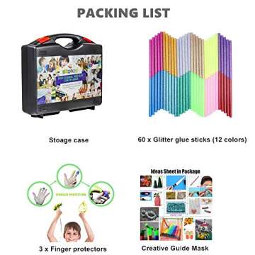 NEX&CO Kids Safe Mini Hot Glue Gun with 60 Color Sticks