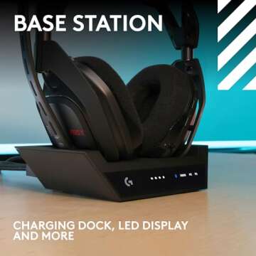 Logitech G Astro A50 X Omni-Platform Wireless Gaming Headset + Base Station for PS5, Xbox, PC: PLAYSYNC Video & Audio Switcher, HDMI 2.1 4K 120Hz VRR, <24 bit/48 kHz, 24hr Battery, 2.4GHz & BT - Black