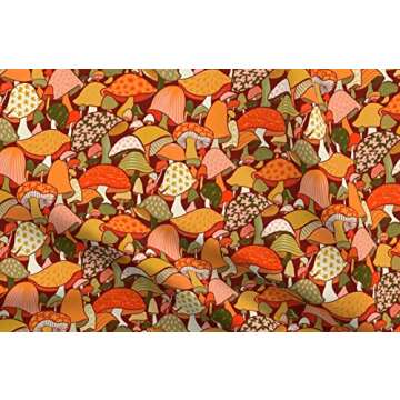 Spoonflower Fabric - Orange Psychedelic Hippie Groovy 70S Seventies 60S Sixties Mushrooms Printed on Petal Signature Cotton Fabric by The Yard - Sewing Quilting Apparel Crafts Decor