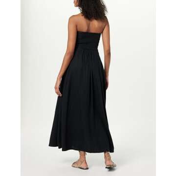 The Drop Women's Carlota Strapless Linen Maxi Dress, Black, 5X, Plus Size