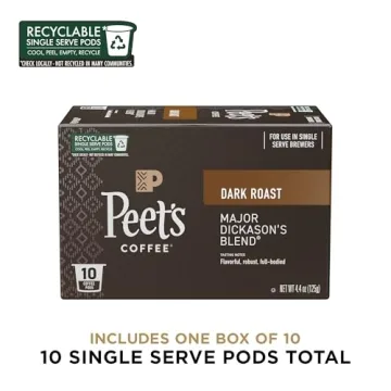 Peet's Coffee, Dark Roast Single Serve Coffee Pods - Major Dickason's Blend 10 Count (1 Box of 10 Po...