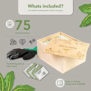 Garden Pack Grow Your Own Kit - 75 Varieties of Herb, Flower and Vegetable Seeds - Gardening Gifts f...