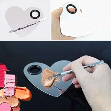 obmwang Stainless Steel Heart Shaped Makeup Palette Spatula - Makeup Artist Makeup Enthusiast Tools for Blending Cosmetic Foundation Shades