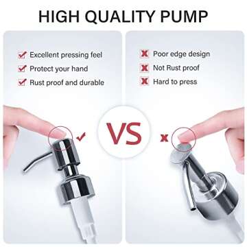 owandan Clear Glass Soap Dispenser 18 oz, 2 Pack Hand Dish Soap Dispensers Bathroom with Stainless Steel Pump, Refillable Kitchen Liquid Decorative Bottles for Hand Sanitizer, Lotion