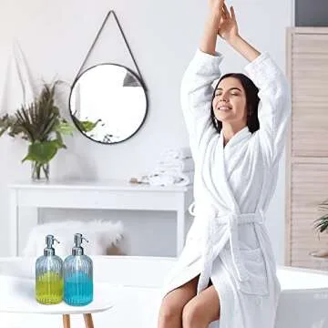 owandan Clear Glass Soap Dispenser 18 oz, 2 Pack Hand Dish Soap Dispensers Bathroom with Stainless Steel Pump, Refillable Kitchen Liquid Decorative Bottles for Hand Sanitizer, Lotion