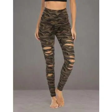Stylish DIBAOLONG High Waist Yoga Pants with Ripped Design