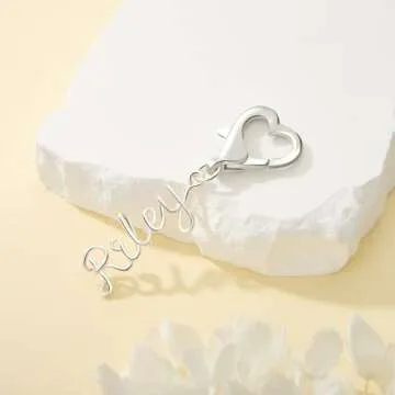 Handmade Custom Bag Charm for women - Purse Charm - Personalized Letter Name Keychain with Heart Clasp - Baby Diaper Backpack Tag