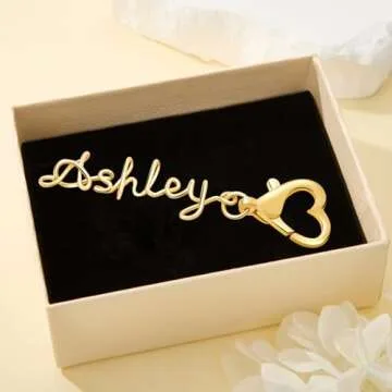 Handmade Custom Bag Charm for women - Purse Charm - Personalized Letter Name Keychain with Heart Clasp - Baby Diaper Backpack Tag