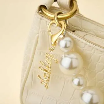 Handmade Custom Bag Charm for women - Purse Charm - Personalized Letter Name Keychain with Heart Clasp - Baby Diaper Backpack Tag