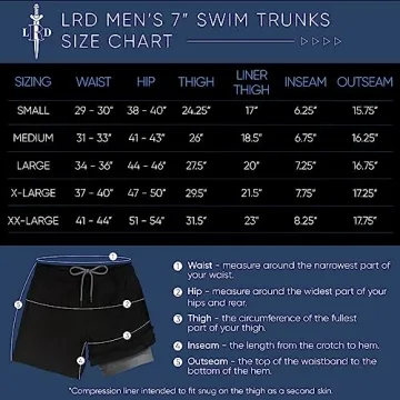 LRD Men's Swim Trunks with Compression Liner Active Wear