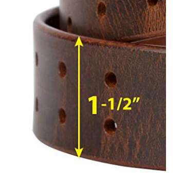 Two Prong, Heavy Duty, 1-1/2" Solid Leather Belt, Amish Made, by Hand in Lancaster, PA (Distressed B...