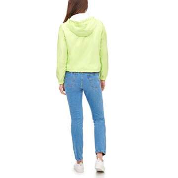 Levi's Women's Retro Hooded Rain Windbreaker Jacket (Standard & Plus Sizes), Neon Green, X-Small