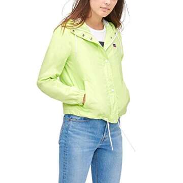Levi's Women's Retro Hooded Rain Windbreaker Jacket (Standard & Plus Sizes), Neon Green, X-Small