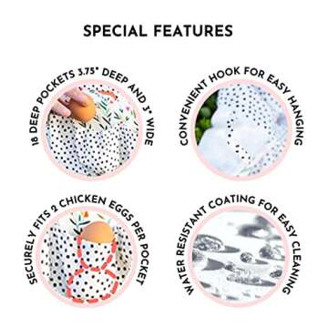 Egg Apron for Fresh Eggs, Egg Collecting Apron with 18 deep pockets, Chicken Egg Apron for Women, Egg gathering apron Multicolor