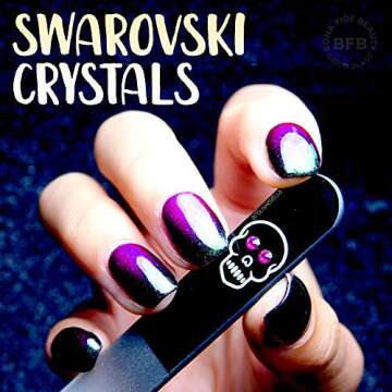 Crystal Nail File, Manicure Nail Care - Bona Fide Beauty Swarovski Skull File, Genuine Czech Glass