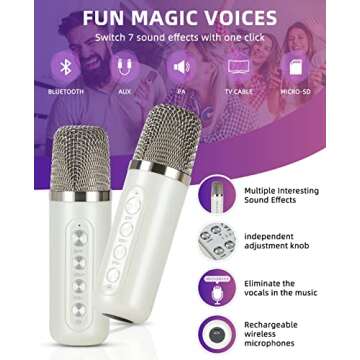 Mini Karaoke Machine with 2 Microphones, Bluetooth Karaoke System for Parties