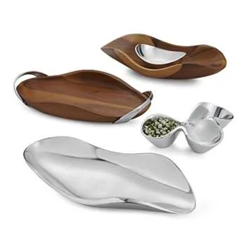 nambe Bella Triple Condiment Server | 3 Part Divided Serving Tray for Condiments, Dips, Appetizers, and Snacks | Made of Metal Alloy | Designed by Steve Cozzolino