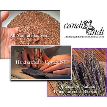 Candi Andi Handmade Luxe Serenity Eye Pillow - All-Natural Flaxseed & Lavender Scented – Weighted Eye Mask for Yoga, Meditation, Hot & Cold Therapy - Blue Lagoon - TEPL-BL