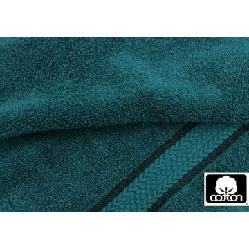 COTTON CRAFT Ultra Soft 6 Piece Towel Set - 2 Oversized Large Bath Towels,2 Hand Towels,2 Washcloths - Absorbent Quick Dry Everyday Luxury Hotel Bathroom Spa Gym Shower Pool Travel -100% Cotton - Teal