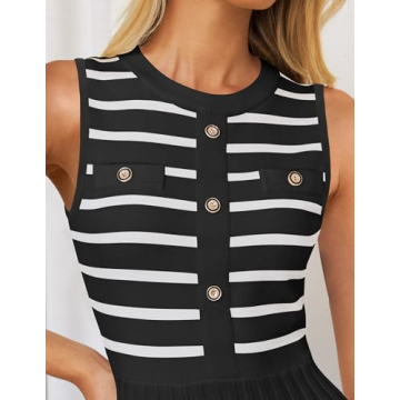 ZESICA Sleeveless Striped Midi Dress for All Occasions