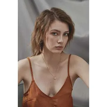 Valloey Rover Initial Necklaces for Women 14K Gold Plated Dainty Letter Necklce Round Coin Disc Pendant Double Side Engraved X Necklace Personalized Jewelry Gift for Women