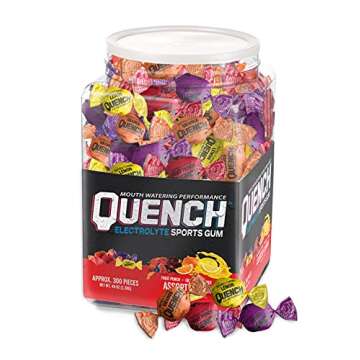 Quench Gum Variety Tub, Electrolytes Chewing Gum for Athletes and Sports Trainers, New Assorted Frui...