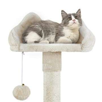 Yaheetech Large Cat Tree Tower for Large Cats, 76.5in Multi-Level Cat Tower with 3 Condos & Perches, 9 Scratching Posts and 2 Cat Baskets, Cat Climbing Tree for Indoor Cats, Beige