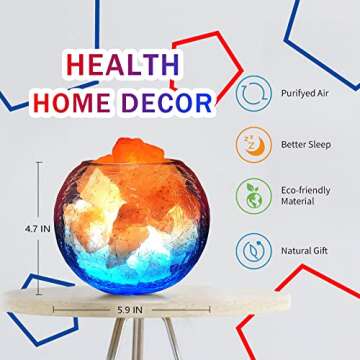 V.C.Formark USB Himalayan Salt Lamp, Salt Rock Lamp with Natural Salt Chunks Bring Visual Impact of Ice and Fire to you, Used for Desk, Bedroom, Living Room and Gift - Color Changing + Warm Light Mode