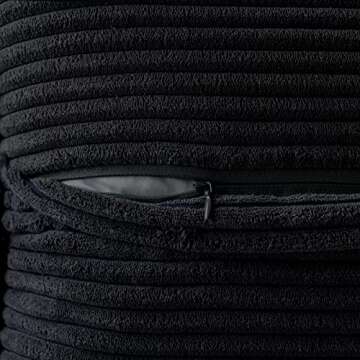 MIULEE Corduroy Pillow Covers with Splicing Set of 2 Super Soft Couch Pillow Covers Broadside Striped Decorative Textured Throw Pillows for Cushion Bed Livingroom 18 x 18 inch, Black