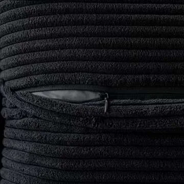 MIULEE Corduroy Pillow Covers with Splicing Set of 2 Super Soft Couch Pillow Covers Broadside Striped Decorative Textured Throw Pillows for Cushion Bed Livingroom 18 x 18 inch, Black