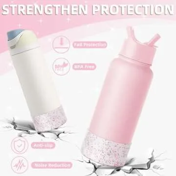 Vmini Protective Glitter Silicone Boot, Compatible with Hydro Flask Water Bottle 32/40oz & Owala FreeSip 40oz and More Water Bottles with 3.5-3.6in Wide Bottom, Bling Anti-Slip Sleeve Cover