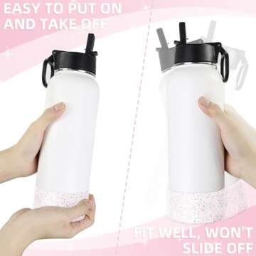 Vmini Protective Glitter Silicone Boot, Compatible with Hydro Flask Water Bottle 32/40oz & Owala FreeSip 40oz and More Water Bottles with 3.5-3.6in Wide Bottom, Bling Anti-Slip Sleeve Cover