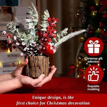 Small Christmas Tree Tabletop Artificial Mini Christmas Tree Decorations with Holiday Ornaments Red ...