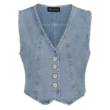 Stylish BellaChu Women's Denim Vest - Adjustable and Versatile