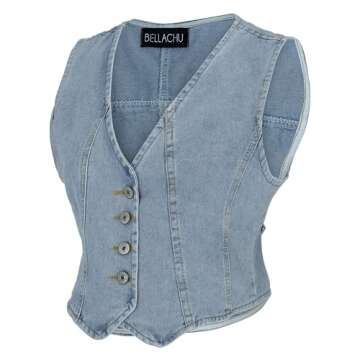 Stylish BellaChu Women's Denim Vest - Adjustable and Versatile